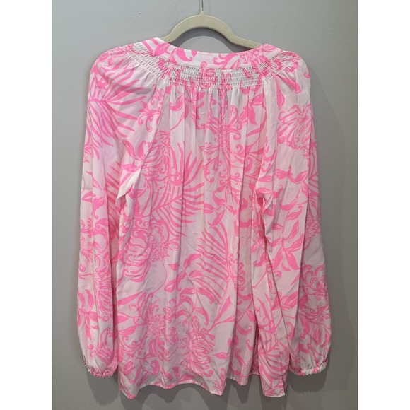 Lilly Pulitzer Elsa Silk Top Rousseau Pink Glisten In The Sun Size Large - Picture 5 of 5